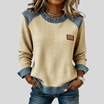 Heather patchwork waffle sweatshirt
