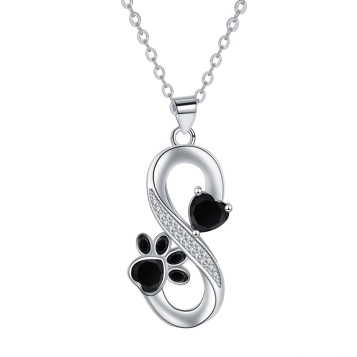Infinity Heart Paw Print Necklace