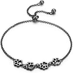 Sterling Silver Paw Print Bracelet — Adjustable Fit