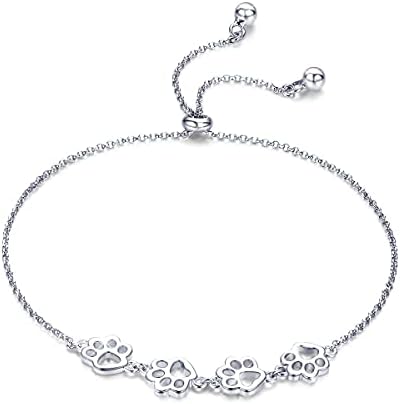 Sterling Silver Paw Print Bracelet — Adjustable Fit