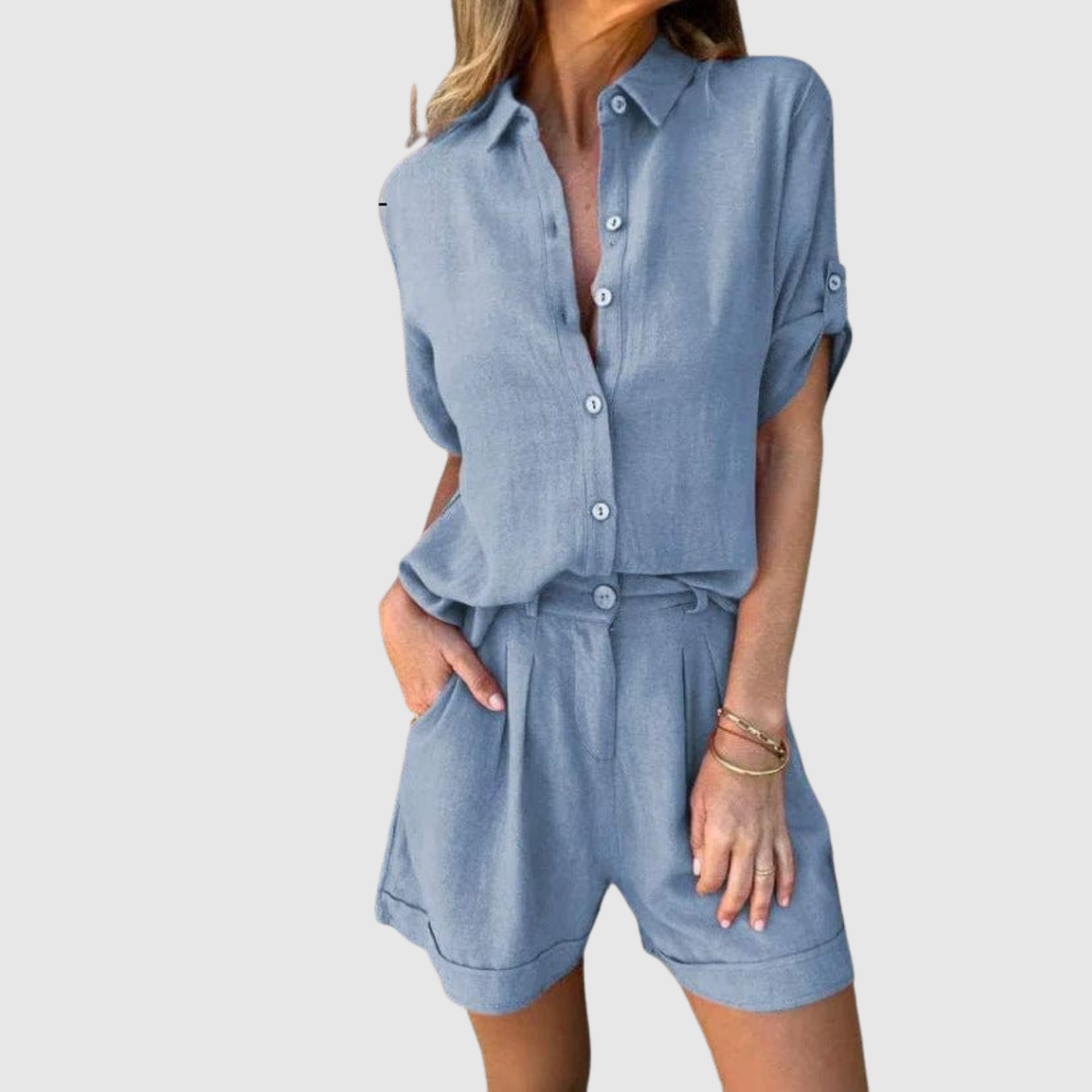 Nicola women's relaxed shirt & shorts set
