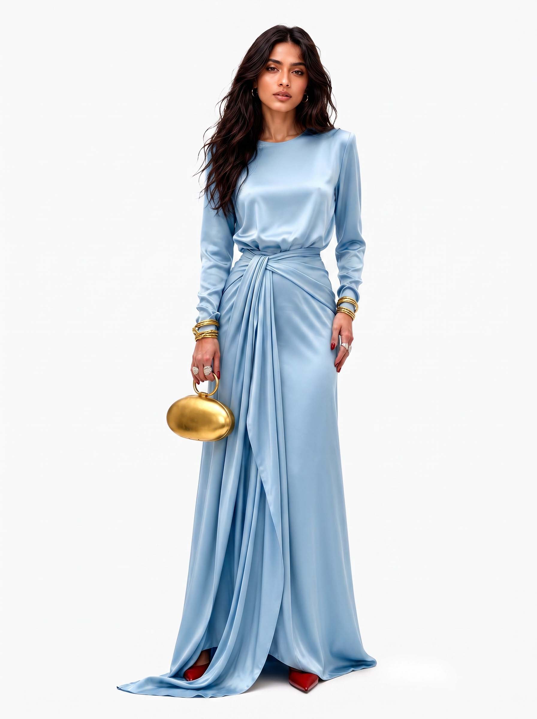 Verity draped satin maxi dress