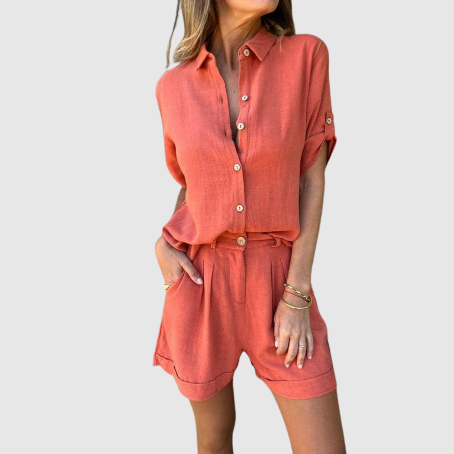 Nicola women's relaxed shirt & shorts set