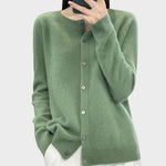 Fuzzy Crew Neck Button Up Cardigan for women, view 4