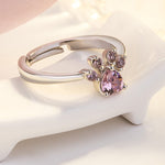 Pink Gold Paw Jewelry Set – 4 Pieces with Zirconia Heart (Ring, Necklace, Earrings, Bracelet)