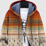 Women's earth tone print hoodie, view 3