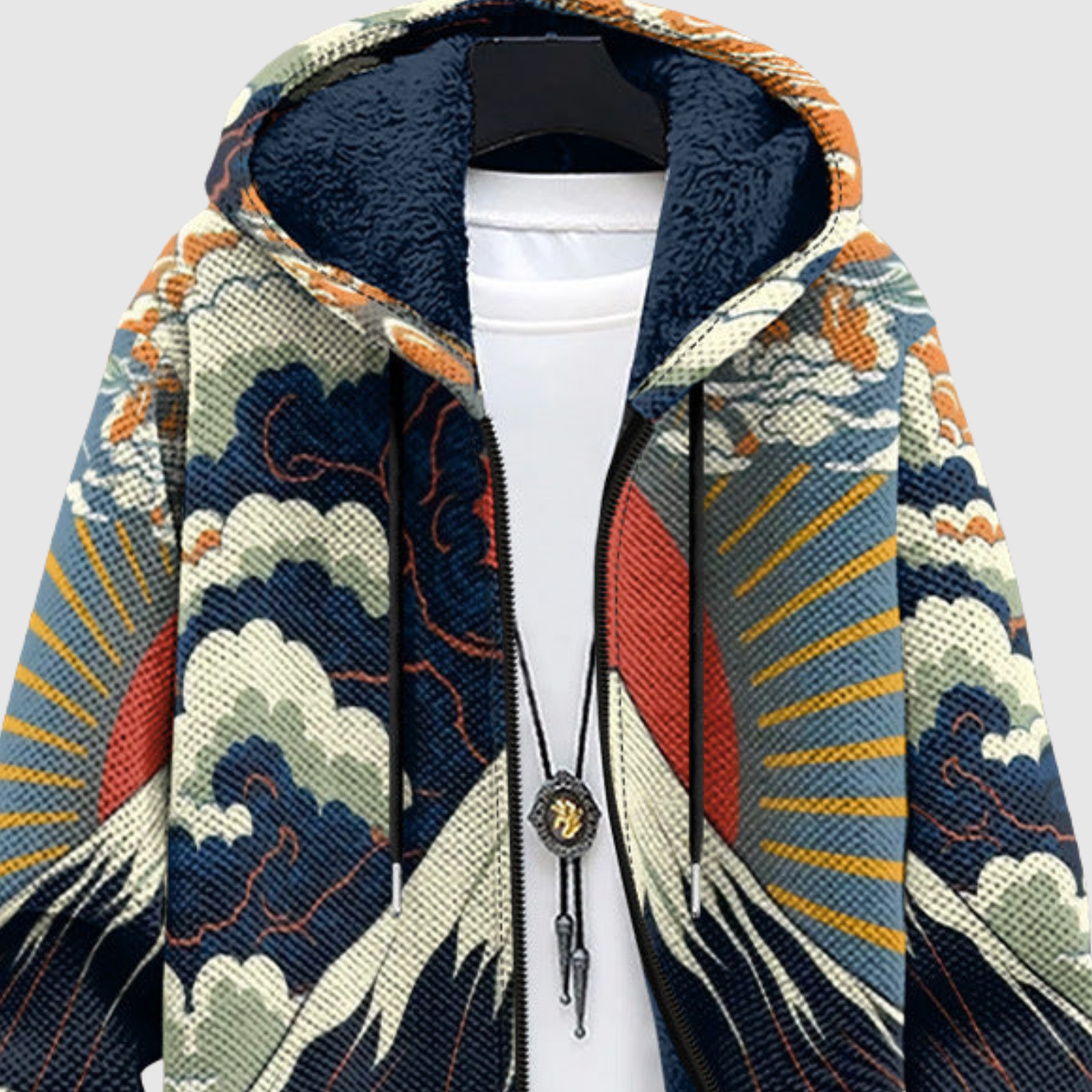 Women's japanese-inspired print hoodie, view 3