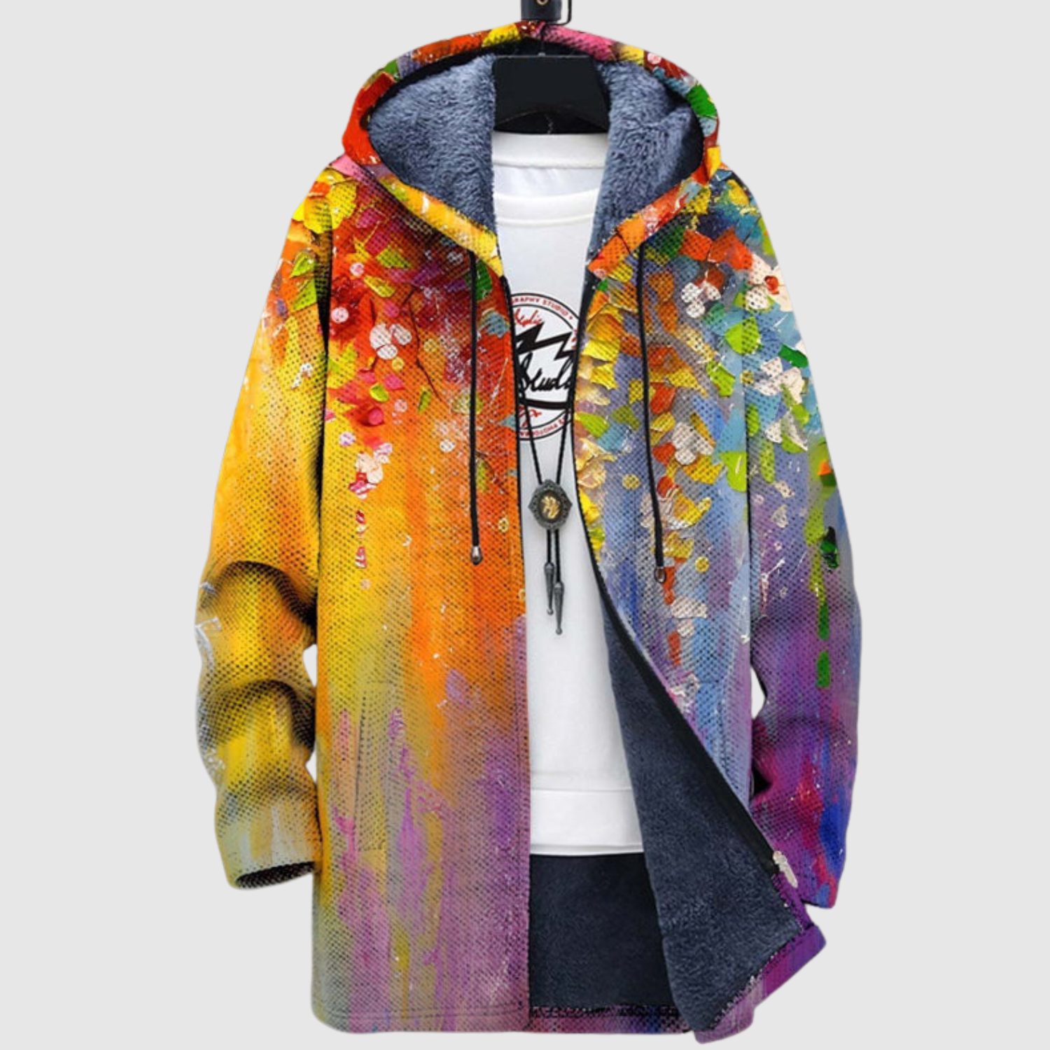 Women's colour block print hoodie, view 3