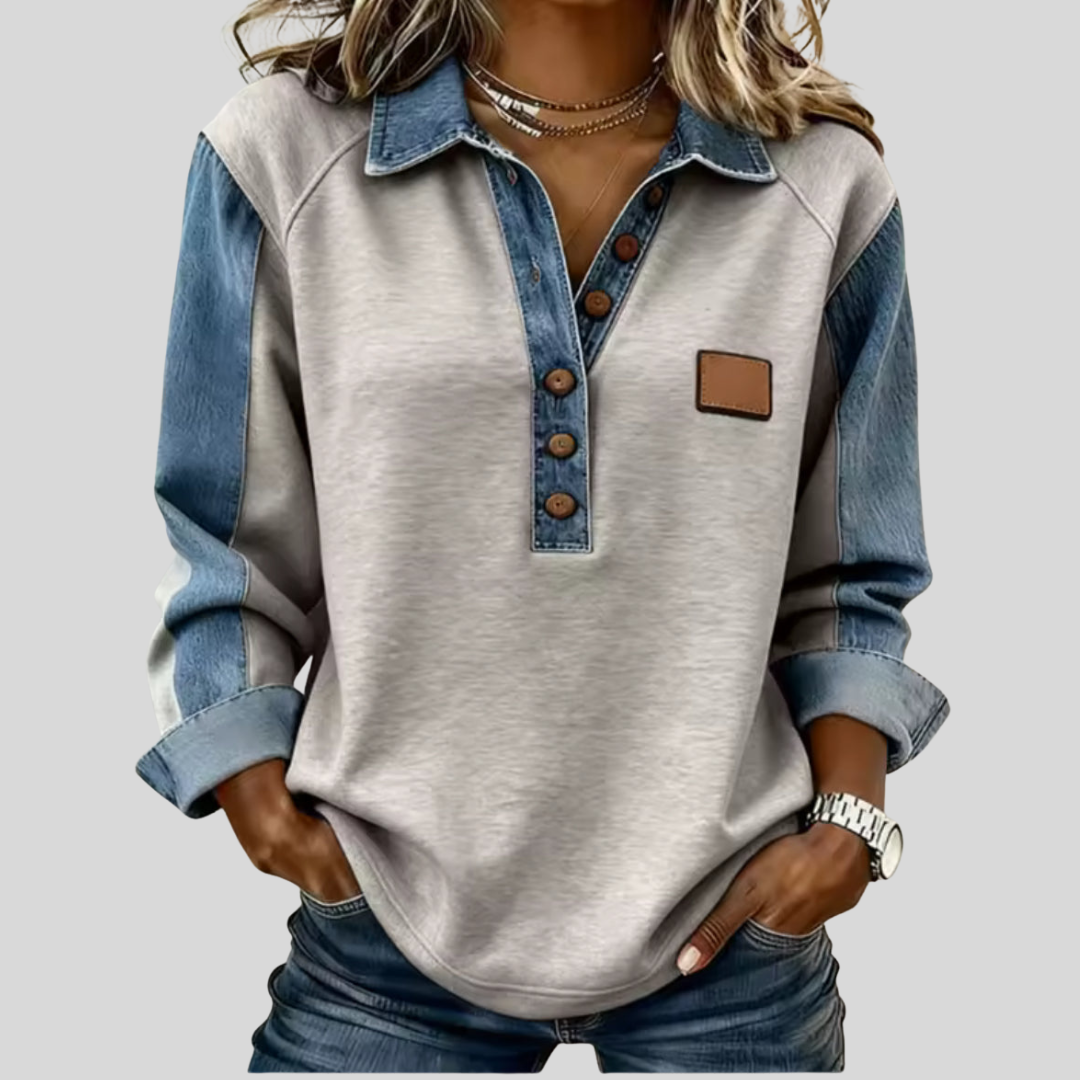 Nicola denim-collar pullover