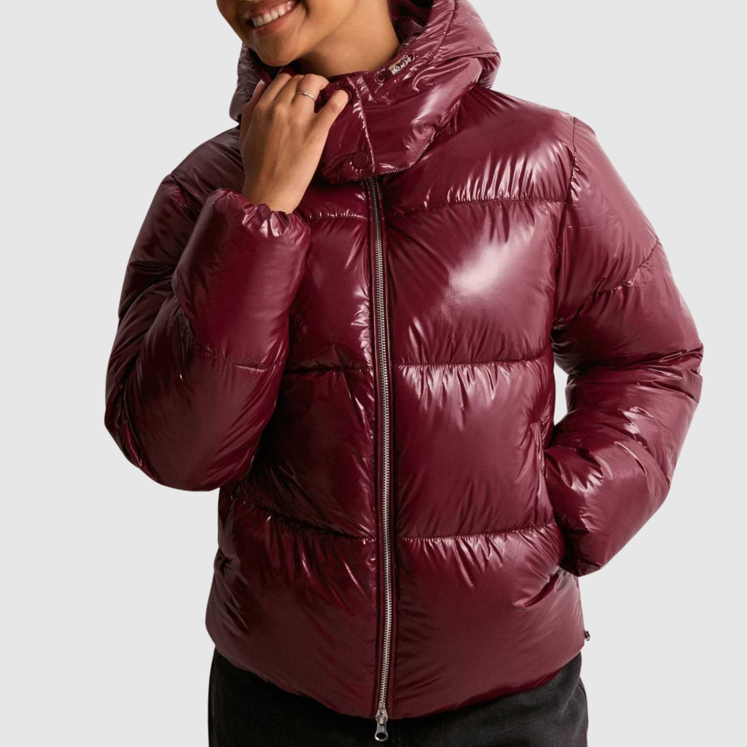 High Shine Puffer Jacket for women, view 3