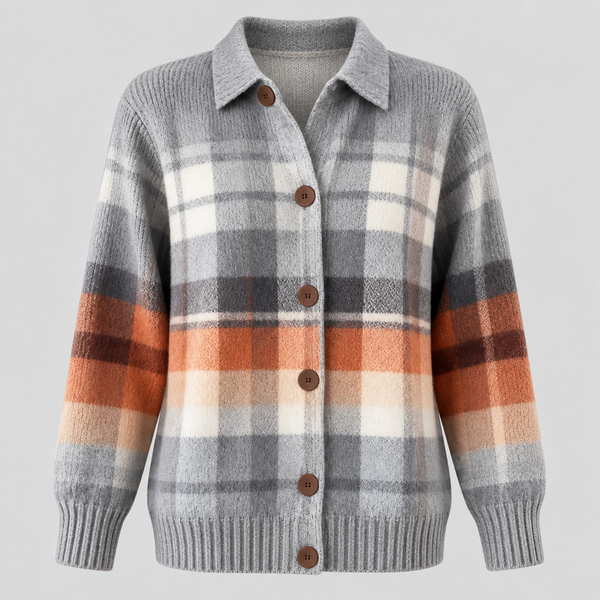 Blake – Checked Button Up Knit Cardigan