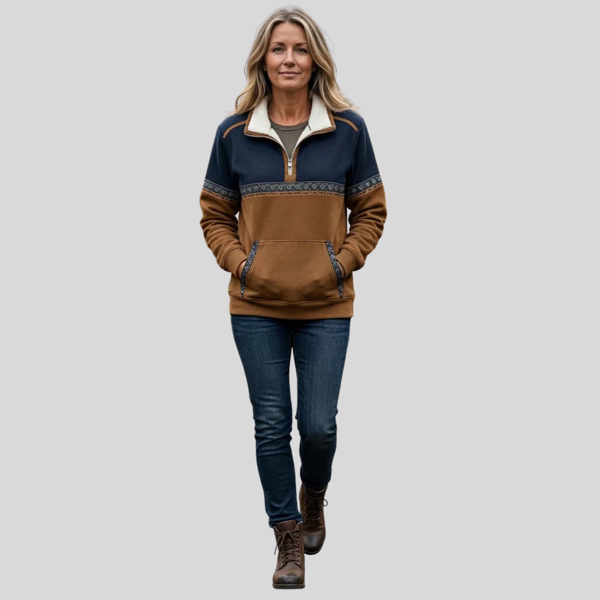 Bonnie sherpa-collar half-zip pullover