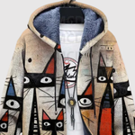 Women's artistic cat print sweatshirt, view 3