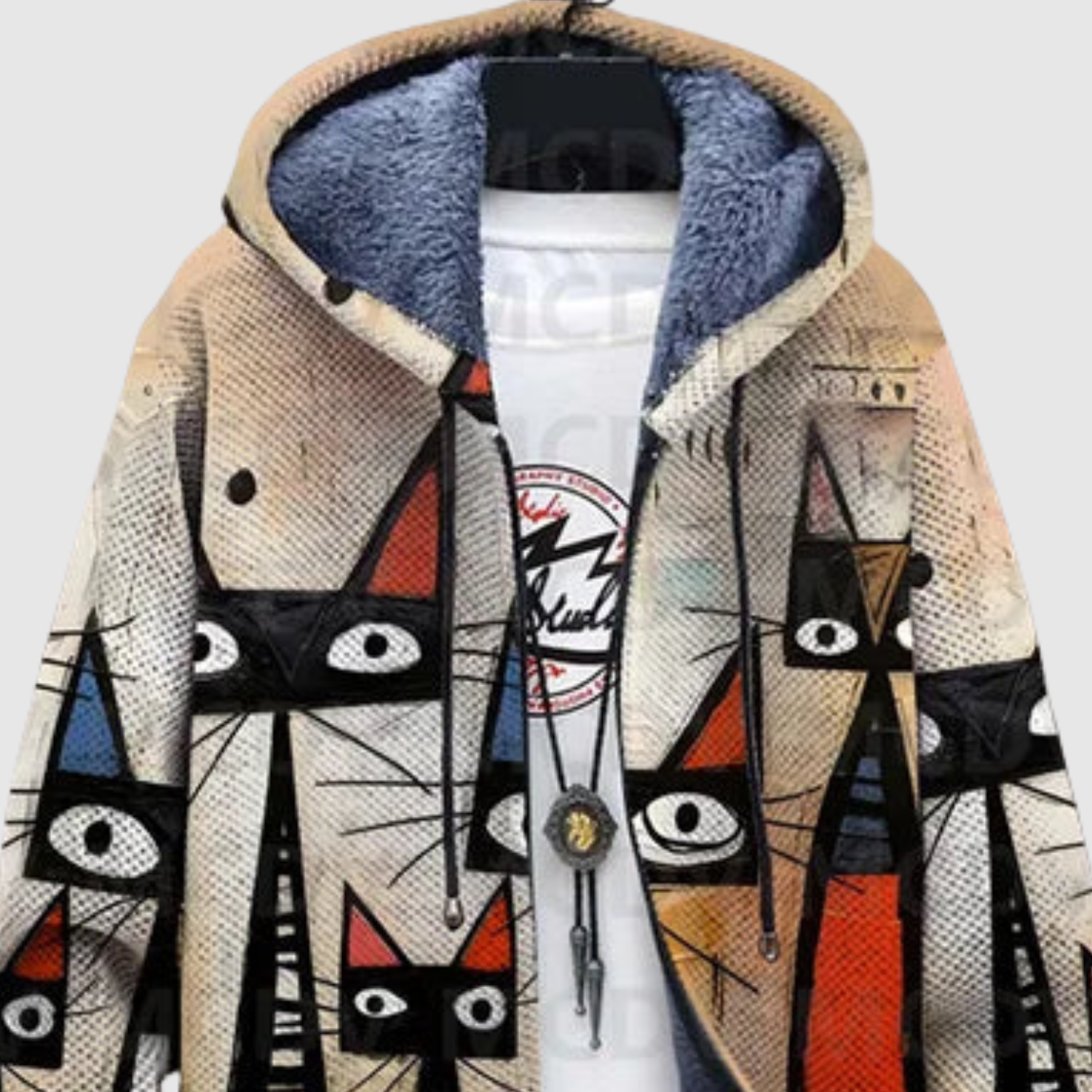 Women's artistic cat print sweatshirt, view 3