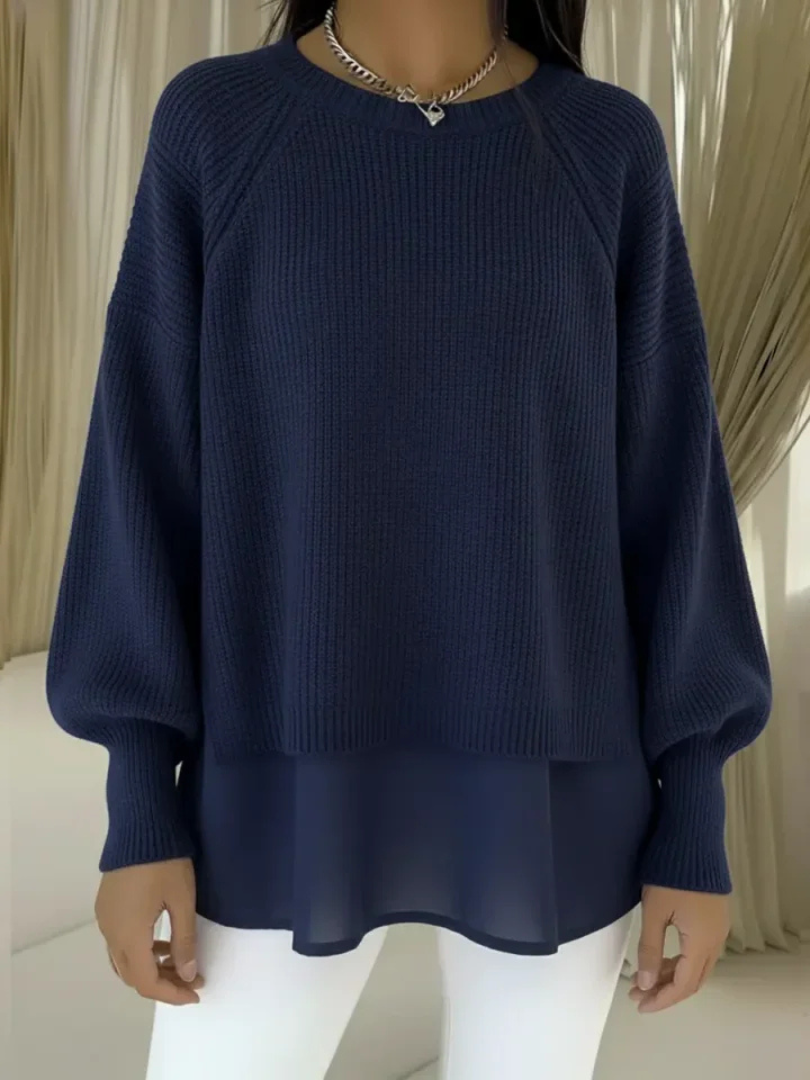 Elaine women's layered-effect ribbed jumper