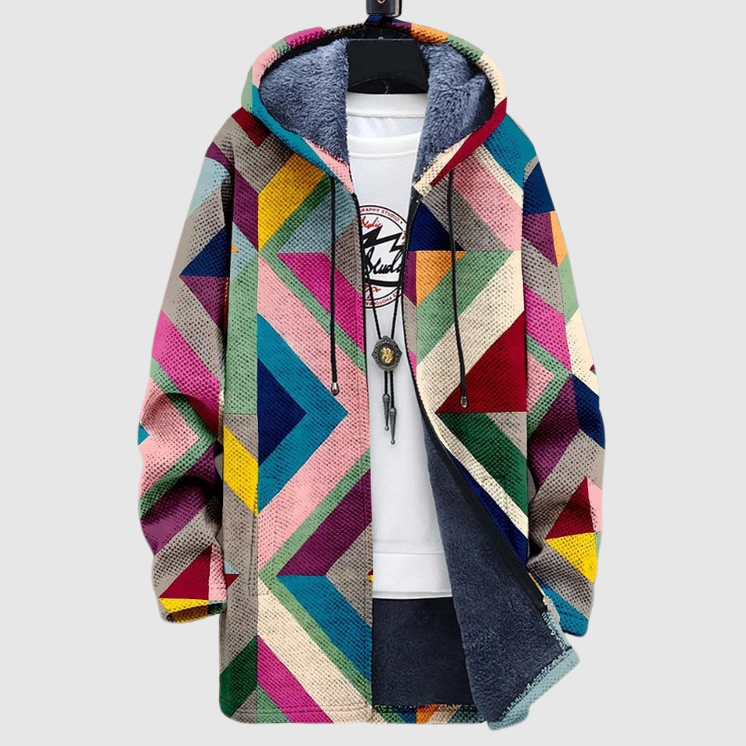 Women's geometric colour print hoodie