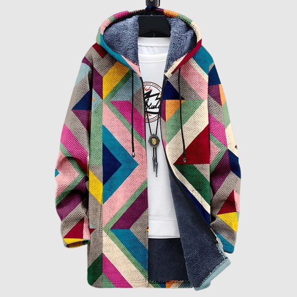 Women's geometric colour print hoodie