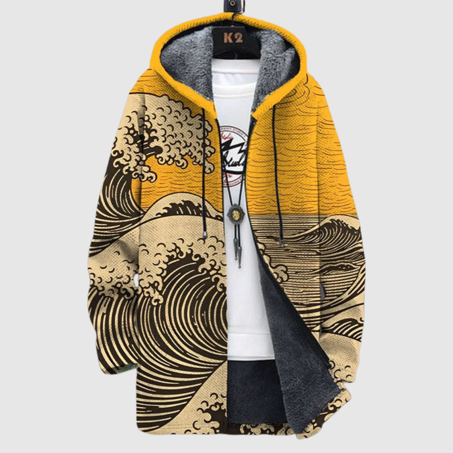 Women's japanese wave print hoodie