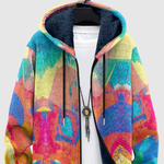 Women's abstract colour print hoodie, view 3