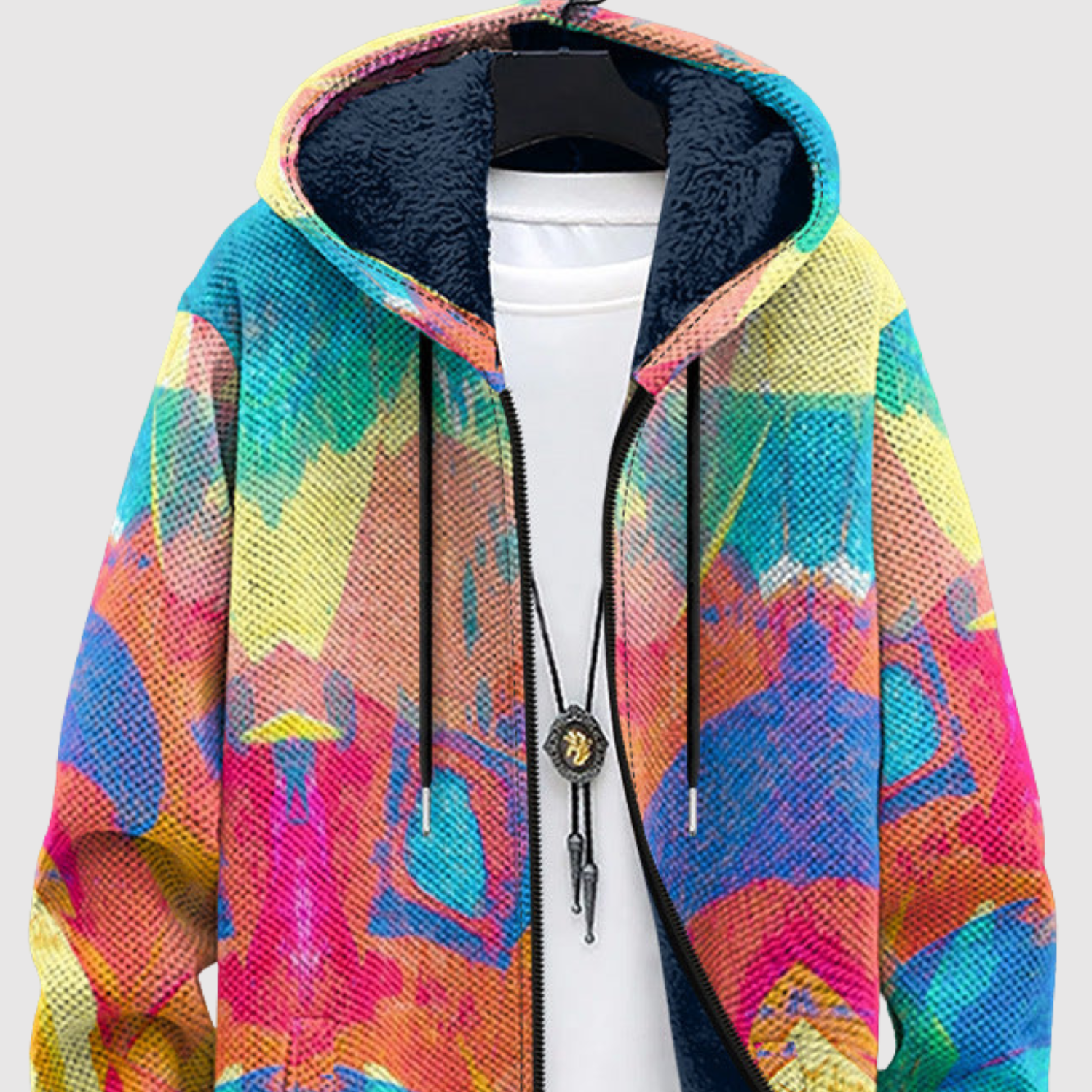 Women's abstract colour print hoodie, view 3