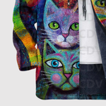 Women's colourful cat print sweatshirt, view 3