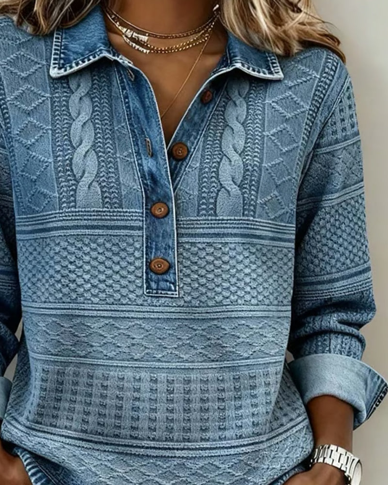 Bethany textured button-neck jumper