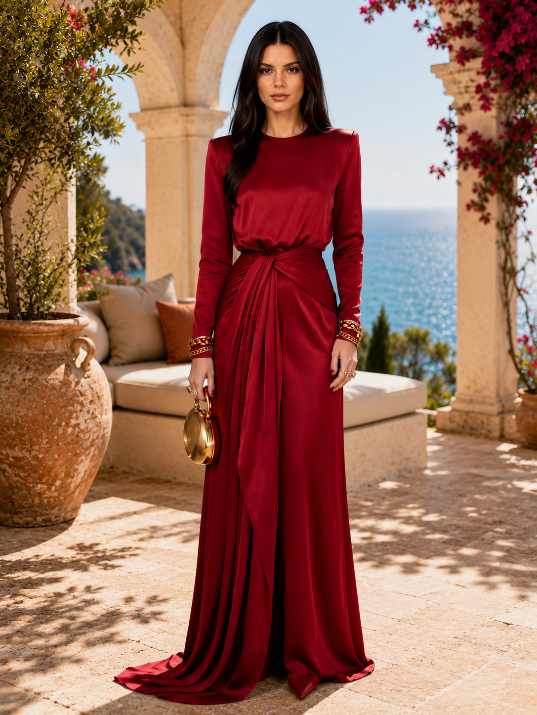 Verity draped satin maxi dress