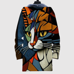 Women's warm retro print hoodie, view 5