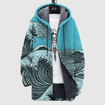 Women's japanese wave print hoodie, view 2