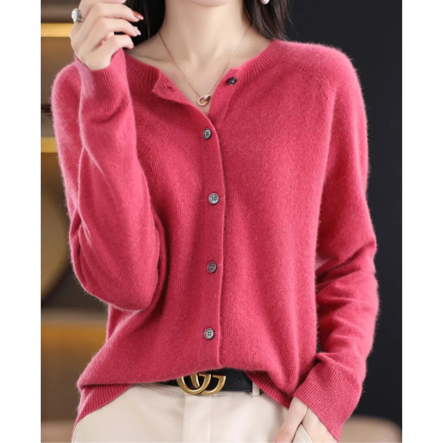 Merino Wool & Cashmere Blend Cardigan for women