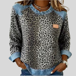 Lorraine leopard print top with denim collar