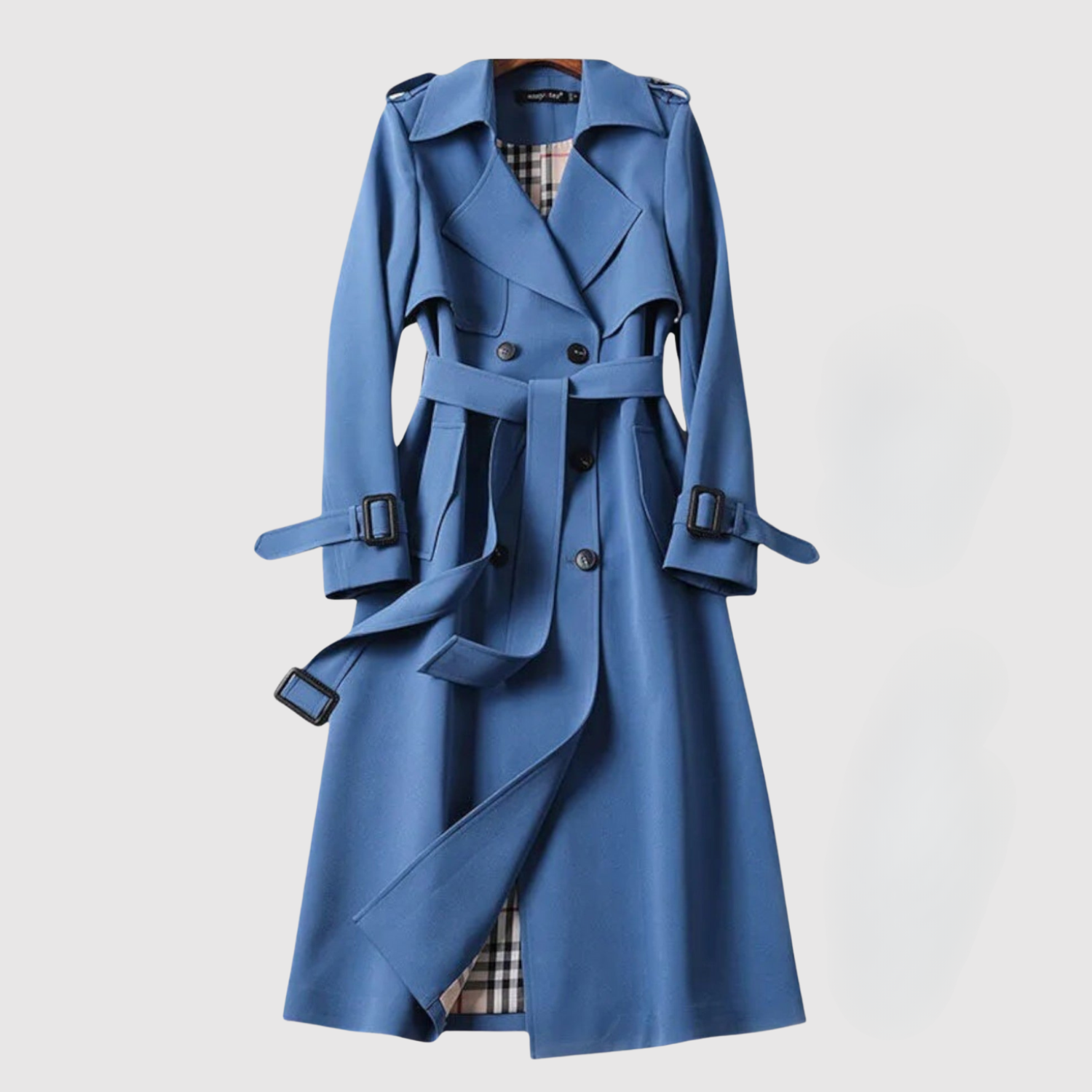Anna women's long belted lapel coat