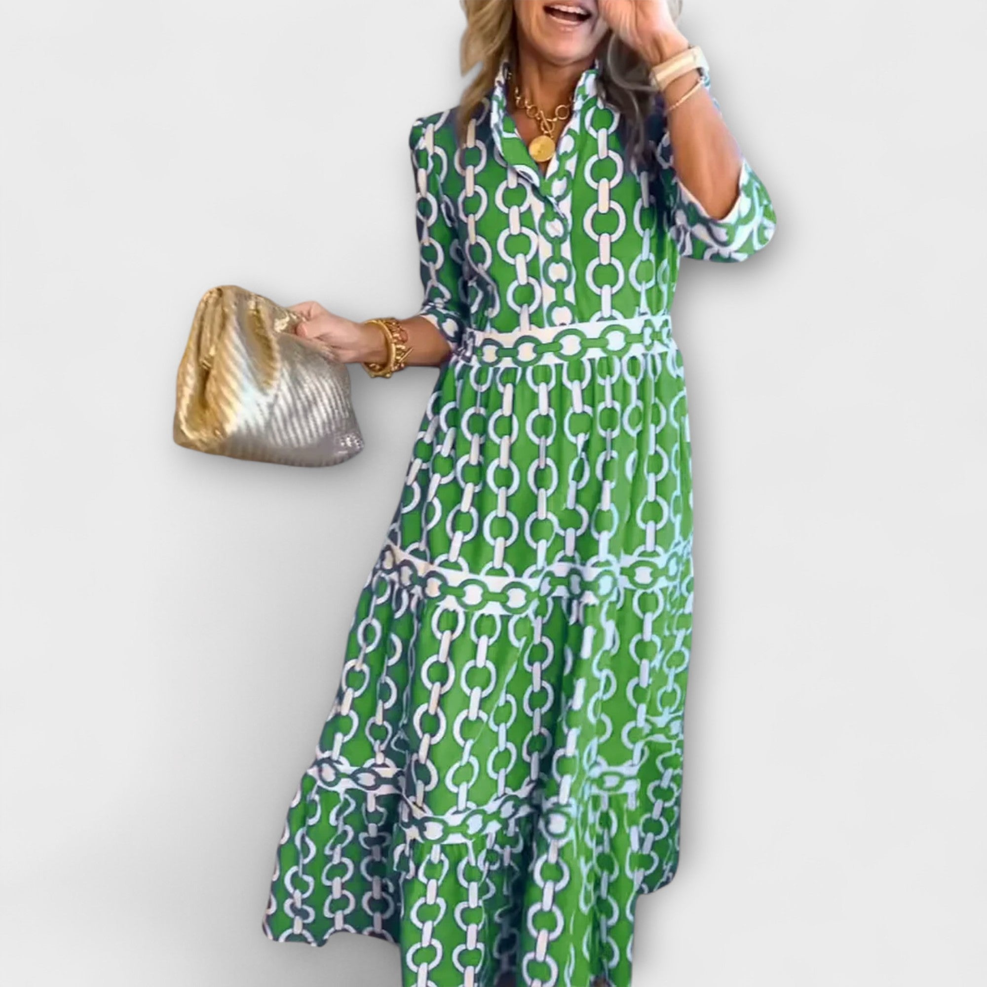 JULIANA | MIDI DRESS WITH CHAIN PATTERN