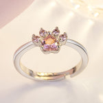 Rose Gold Paw Jewelry Set — 4-Piece Zirconia Heart Set