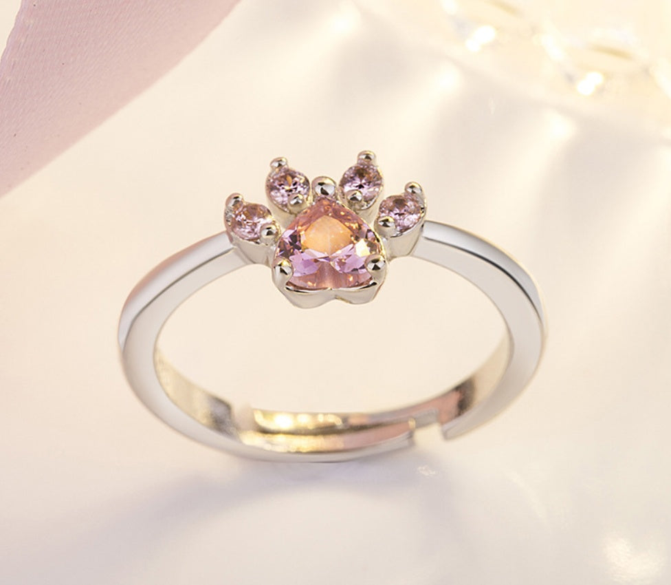 Rose Gold Paw Jewelry Set — 4-Piece Zirconia Heart Set