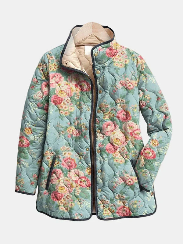 Clara women's blue floral quilted jacket