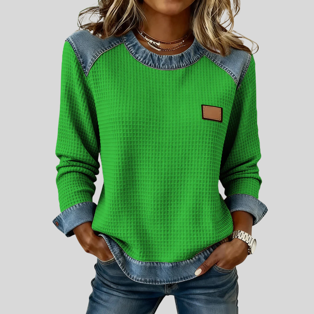 Heather patchwork waffle sweatshirt
