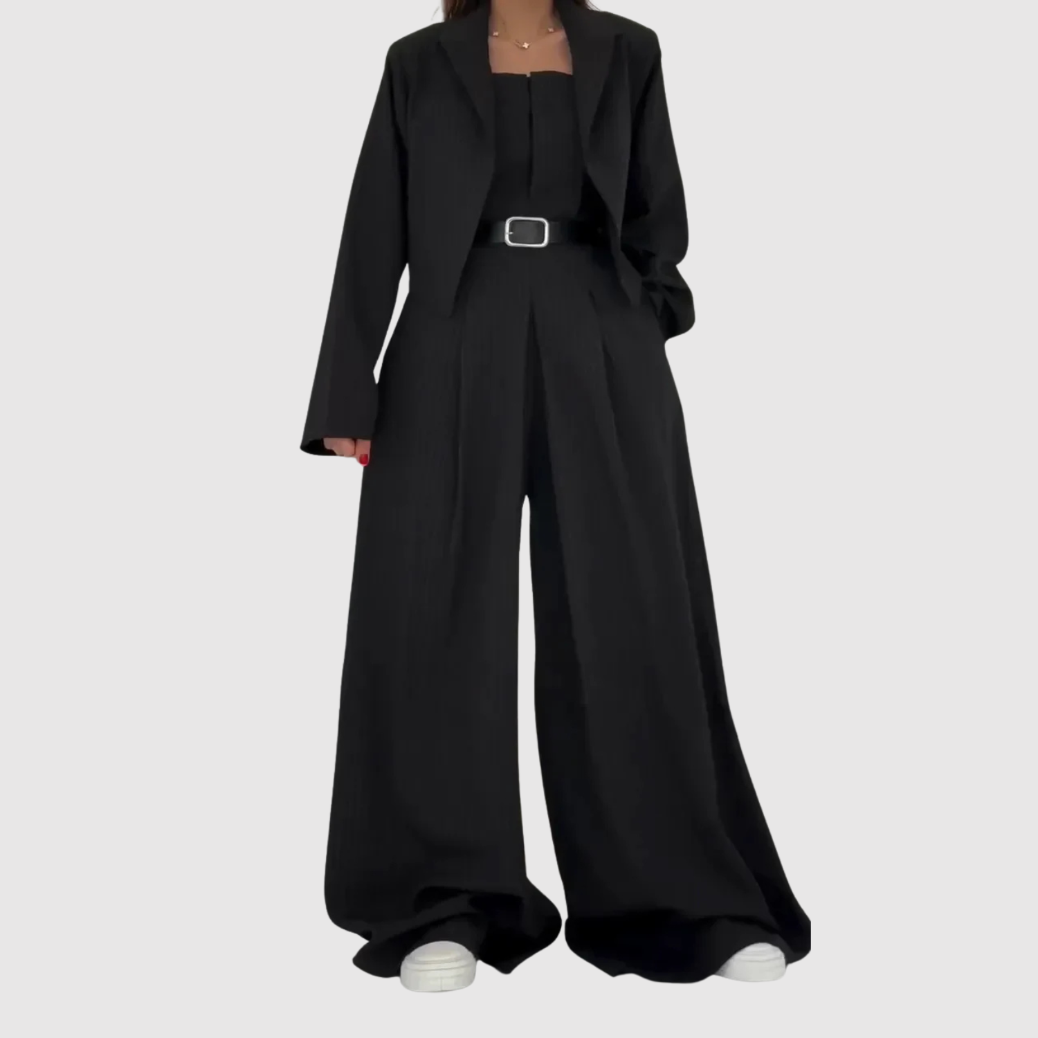 Sheila women's bustier jumpsuit & cropped blazer set