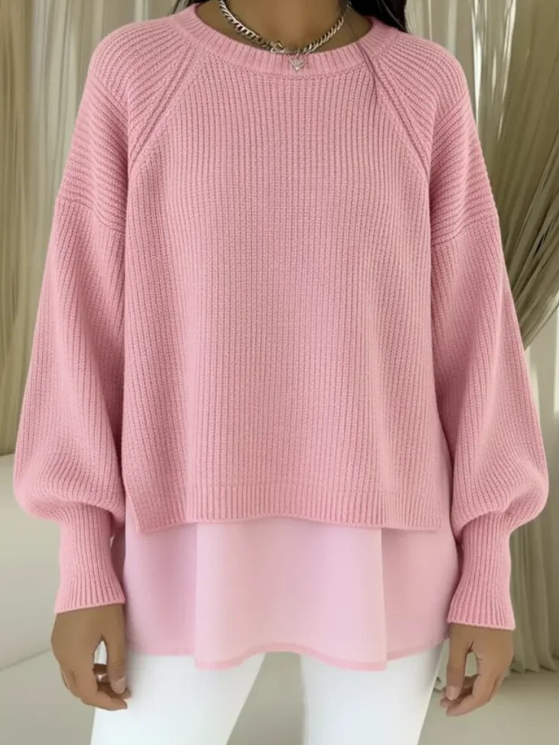 Elaine women's layered-effect ribbed jumper