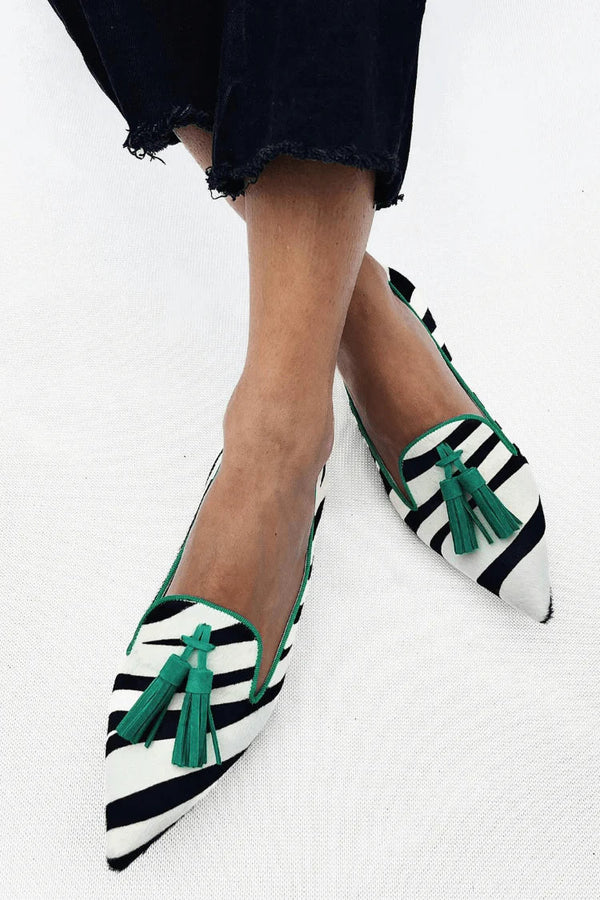Riane™ | Zebra Green Loafers