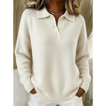 Janet women's soft polo-neck button jumper