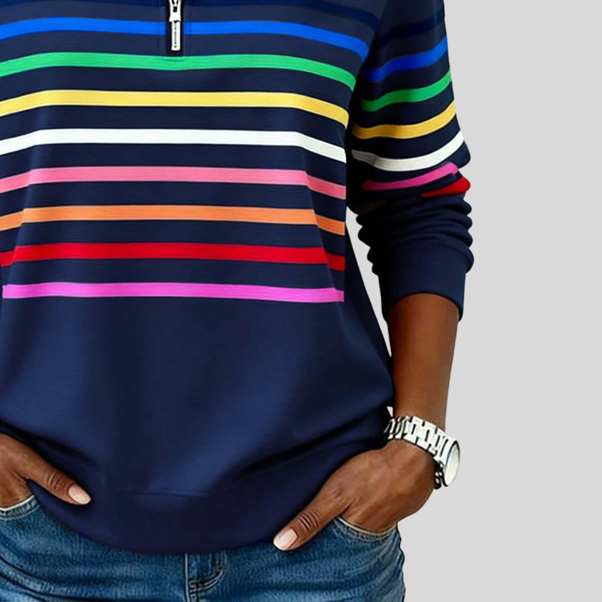 Deborah striped quarter-zip sweatshirt