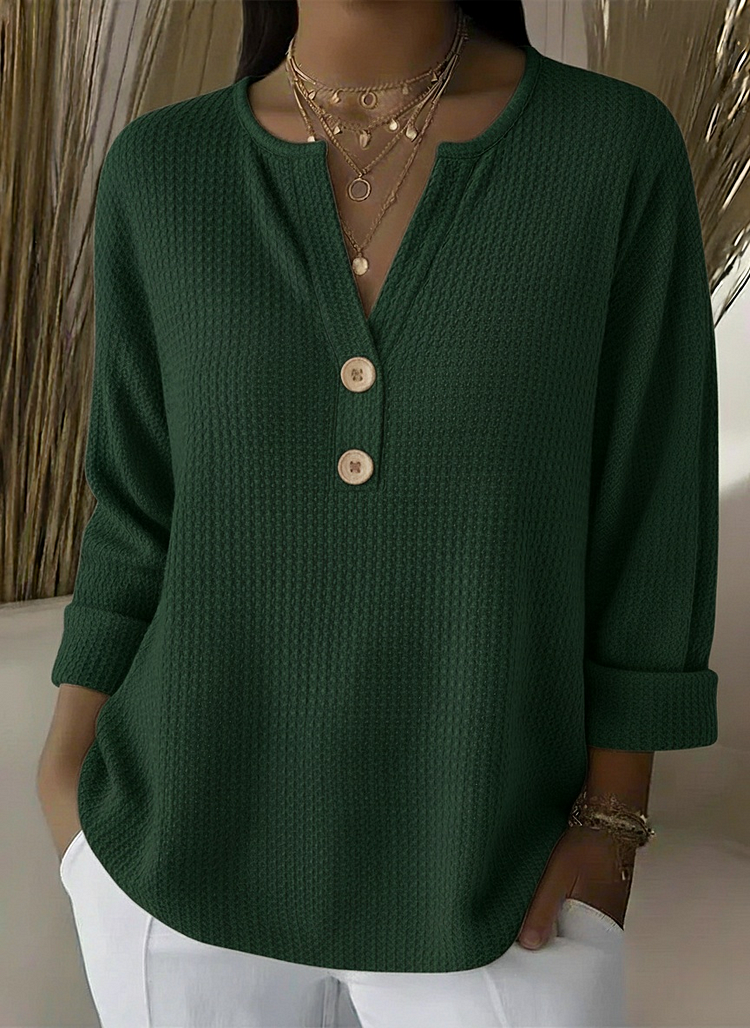Yvonne women's textured henley button top