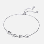 Sterling Silver Paw Print Bracelet — Adjustable Fit