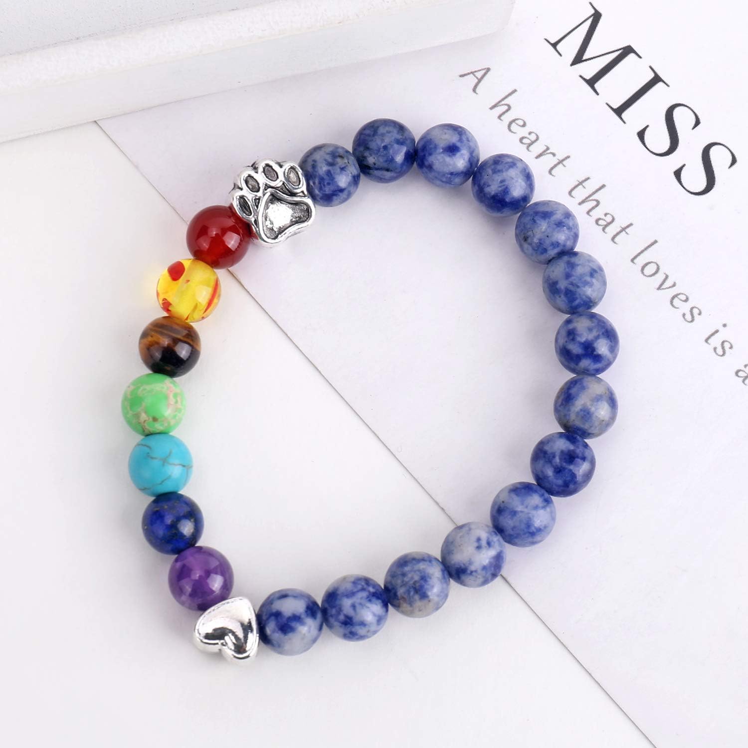 Rainbow Bridge Memorial Bracelet — 7 Chakra Bead Gift for Pet Loss