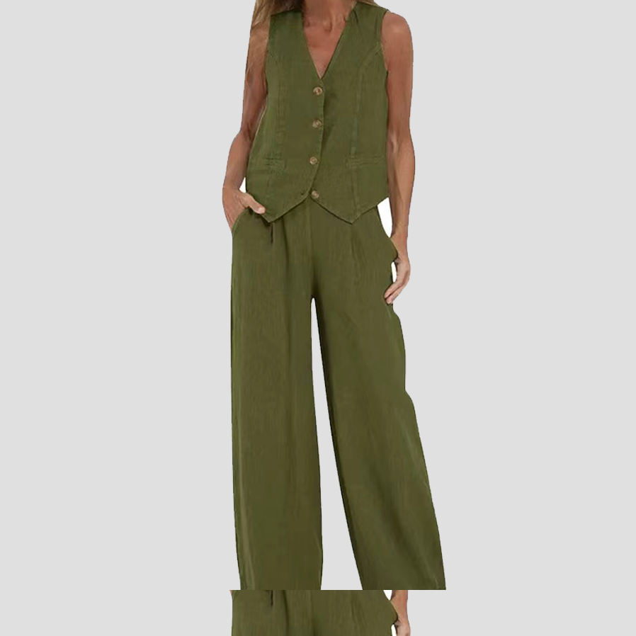 Aira - Buttoned Gilet & Wide Trousers