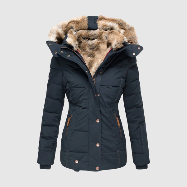 Fitted Parka with Faux Fur Collar for women