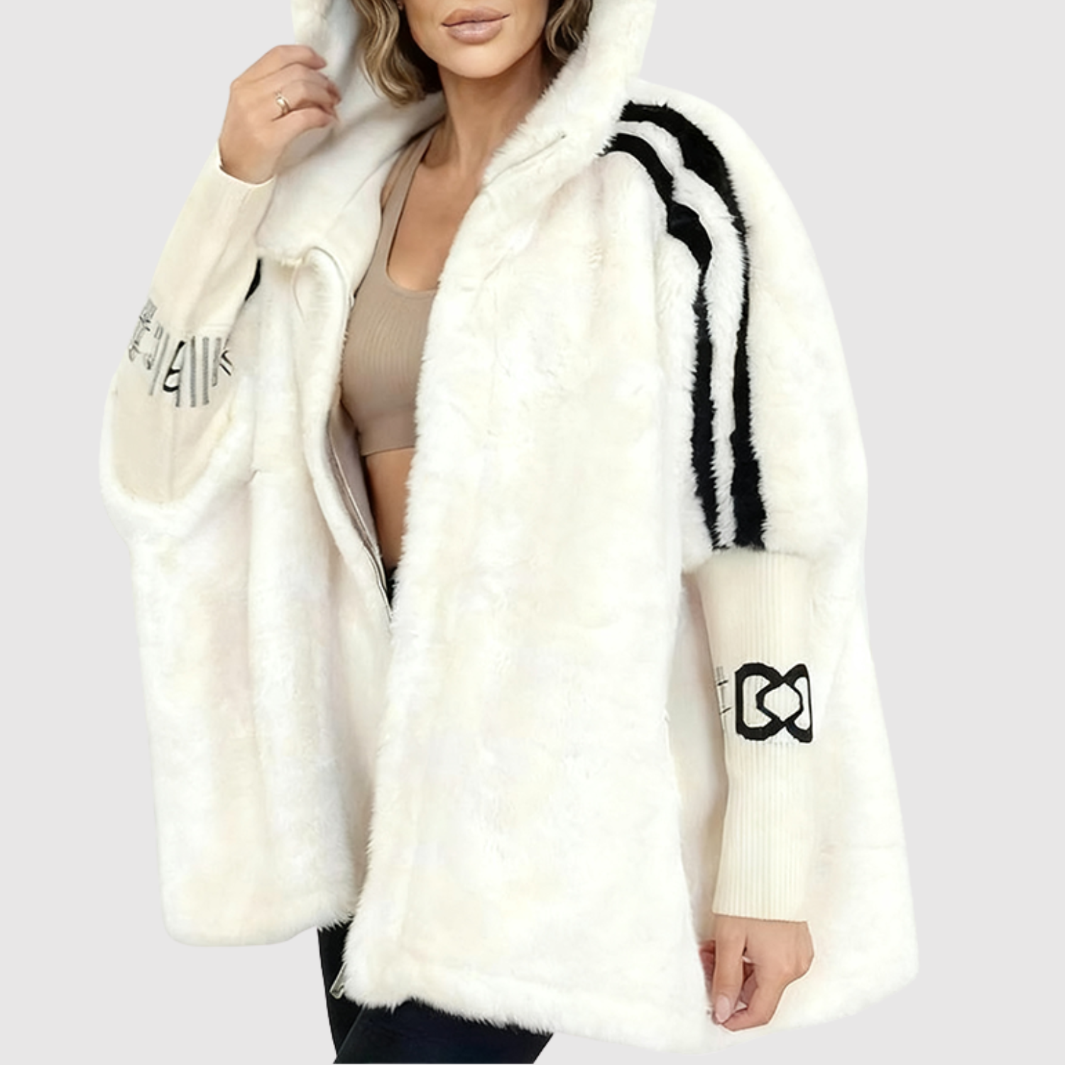 Sandra women's hooded coat with sleeve detail