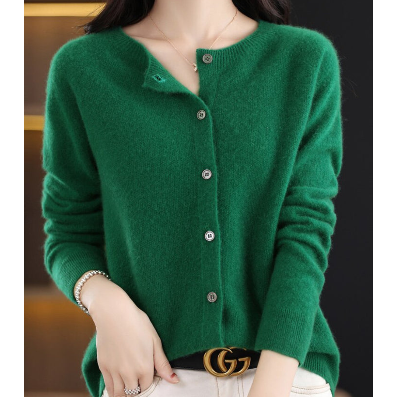 Merino Wool & Cashmere Blend Cardigan for women, view 12
