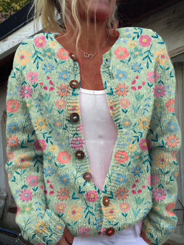 Rosemary pastel floral knitted cardigan